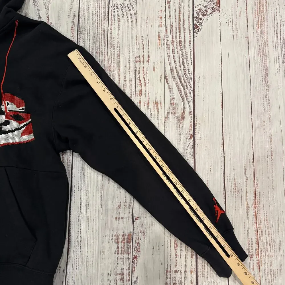 Jordan Jumpman Holiday Pullover Hoodie Mens M Black AJ1 Cross Stitch EUC